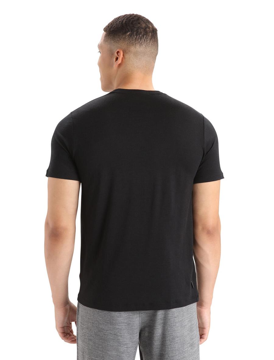 Men's Icebreaker Merino Tech Lite II Short Sleeve Tee T Shirts Black | CA 1778YXFU